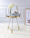 Mazon End Table, Antique Brass/White & Mirror